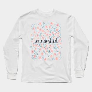 Wanderlust - Coral and Teal Long Sleeve T-Shirt